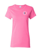 Ne Et Eleve Acadienne Flag Left Chest  Women's Tee