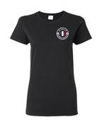 Acadian Born And Raised Flag Left Chest Women's Tee