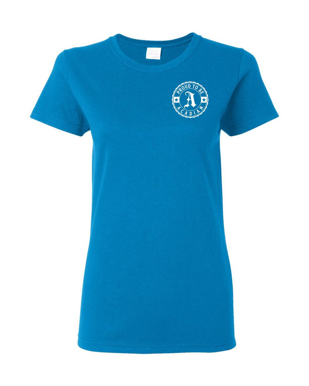 Proud to be Acadian White Initial Left Chest Women's Tee