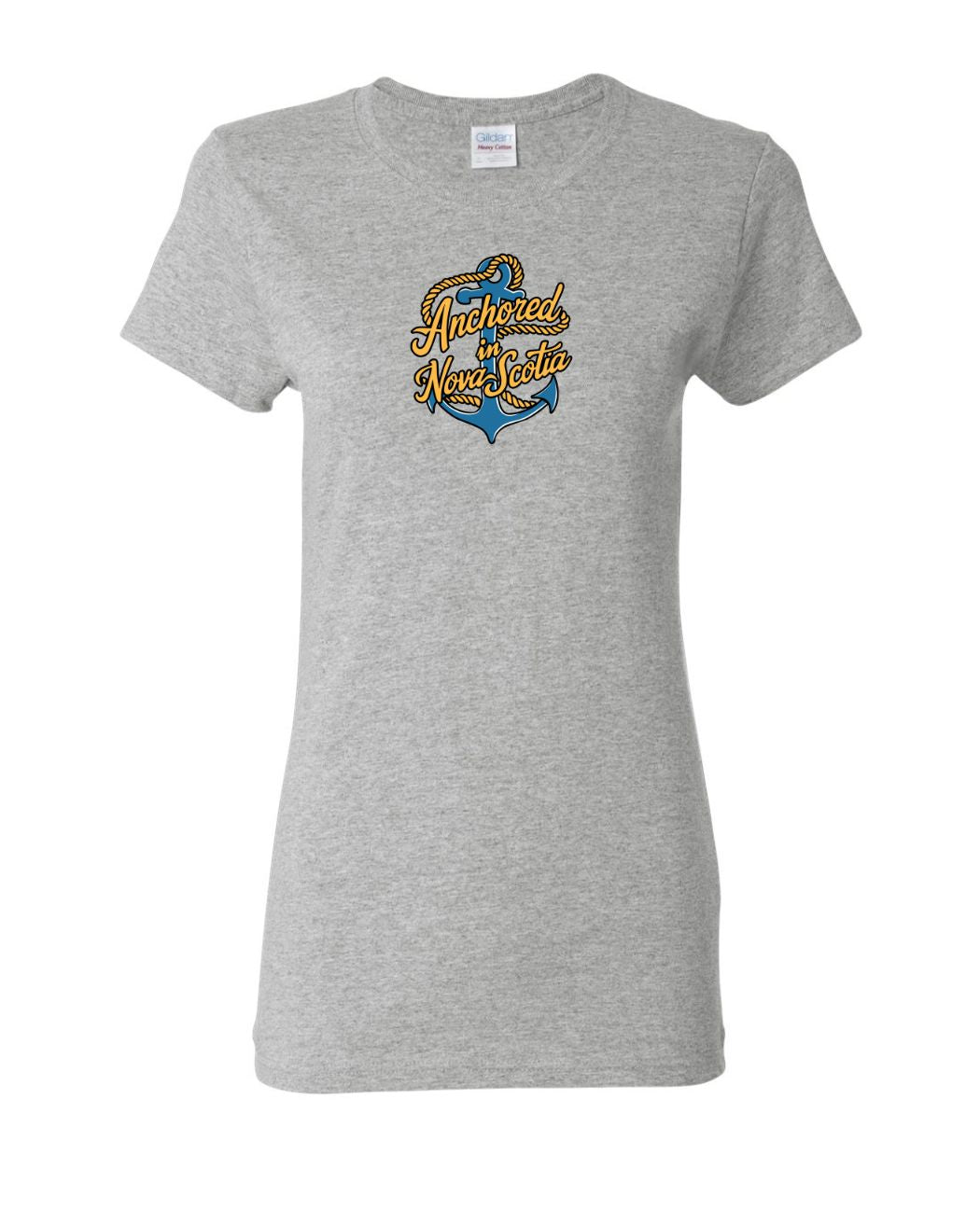 Anchored in Nova Scotia Full Front Womens Tee