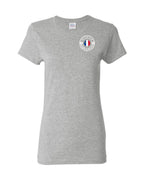 Acadian Born And Raised Flag Left Chest Women's Tee