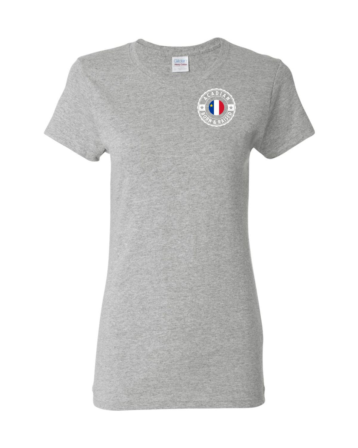 Acadian Born And Raised Flag Left Chest Women's Tee
