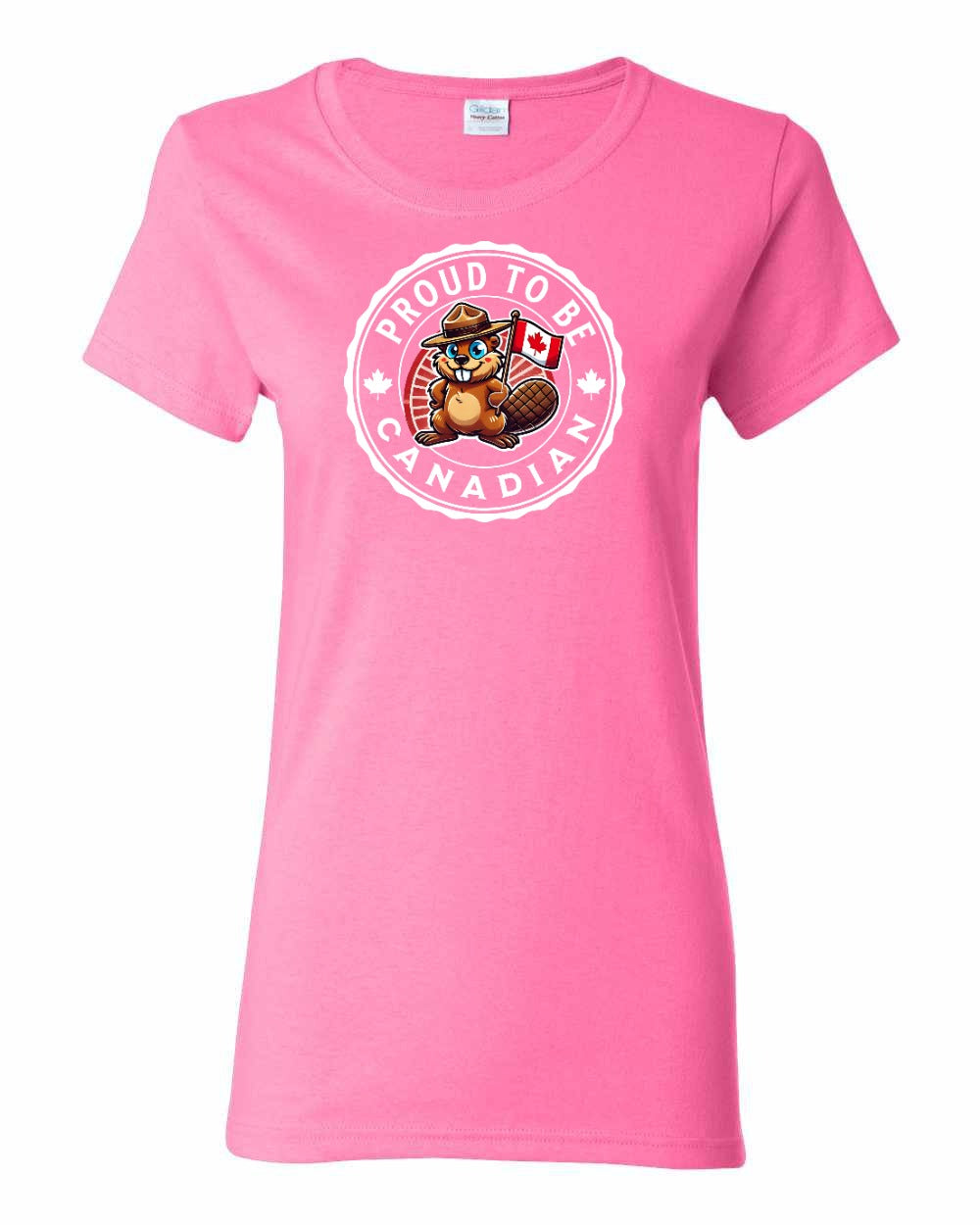 Proud to be Canadian Beaver Women's Tee - Gildan Canada (sewn Internationally)