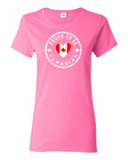 Proud to Be Canadian Heart  Women's Tee - Gildan Canada (sewn Internationally)
