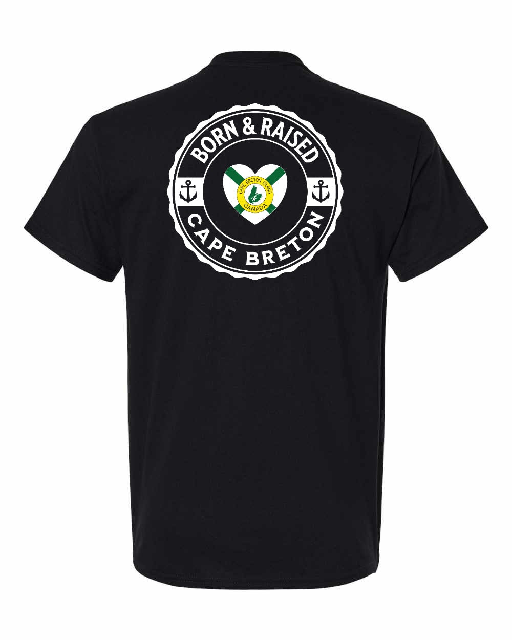 Born and Raised CB Heart Flag Left Chest & Back Men's Tee