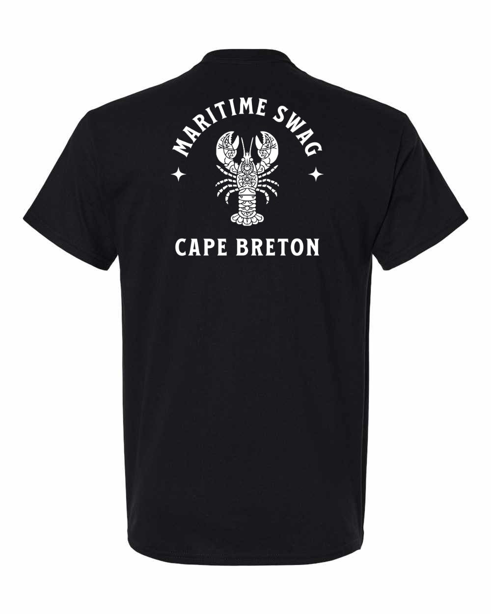 Maritime Swag Cape Breton Mandala white Lobster Left Chest and Back Men's Tee