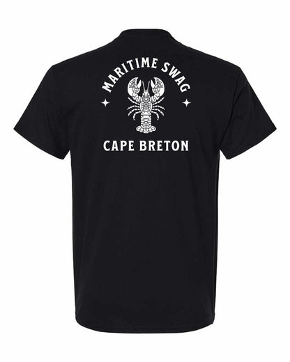 Maritime Swag Cape Breton Mandala white Lobster Left Chest and Back Men's Tee