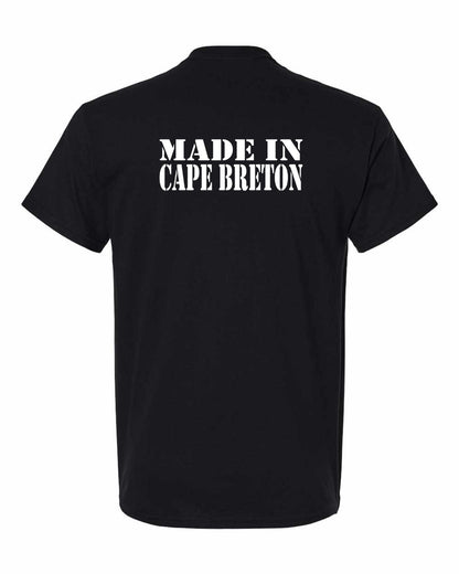 Made In Cape Breton White Left Chest and Back Men's Tee