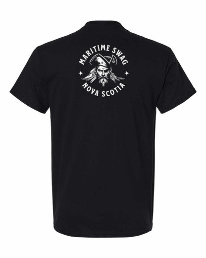 Maritime Swag Nova Scotia Pirate Left Chest and Back mens-tee