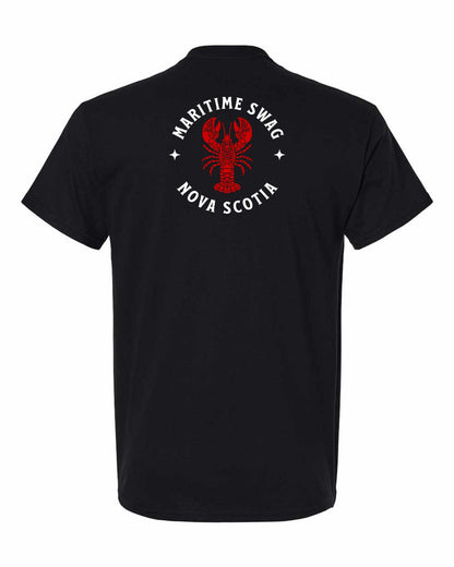 Maritime Swag Nova Scotia Mandala Red Lobster Left Chest and Back mens-tee