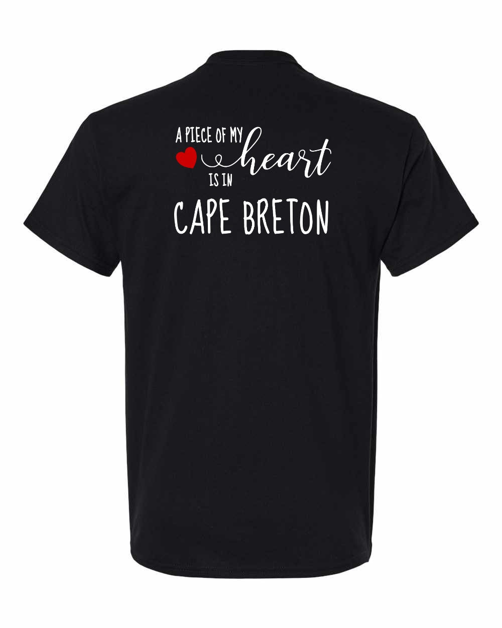 A piece of My heart in Cape Breton (Red Heart) Left Chest and Back Men's Tee