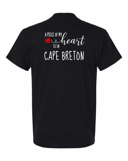 A piece of My heart in Cape Breton (Red Heart) Left Chest and Back Men's Tee