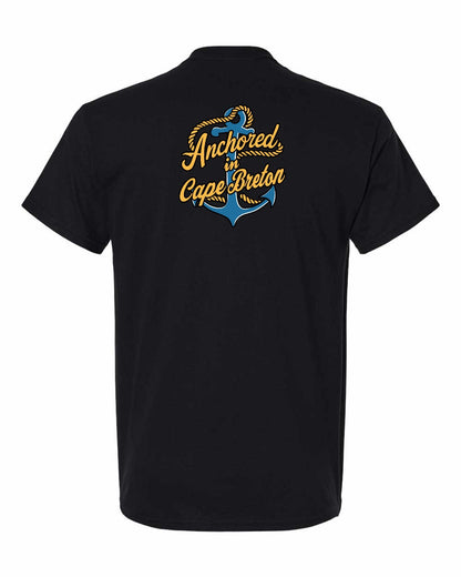 Anchored in Cape Breton (New Design) Left Chest and Back Men's Tee