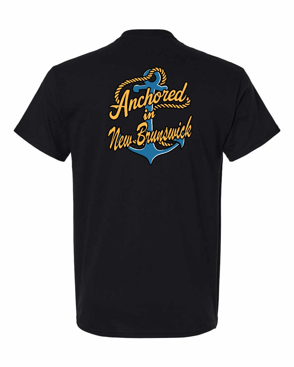 Anchored in New Brunswick Left Chest and Back Men's Tee