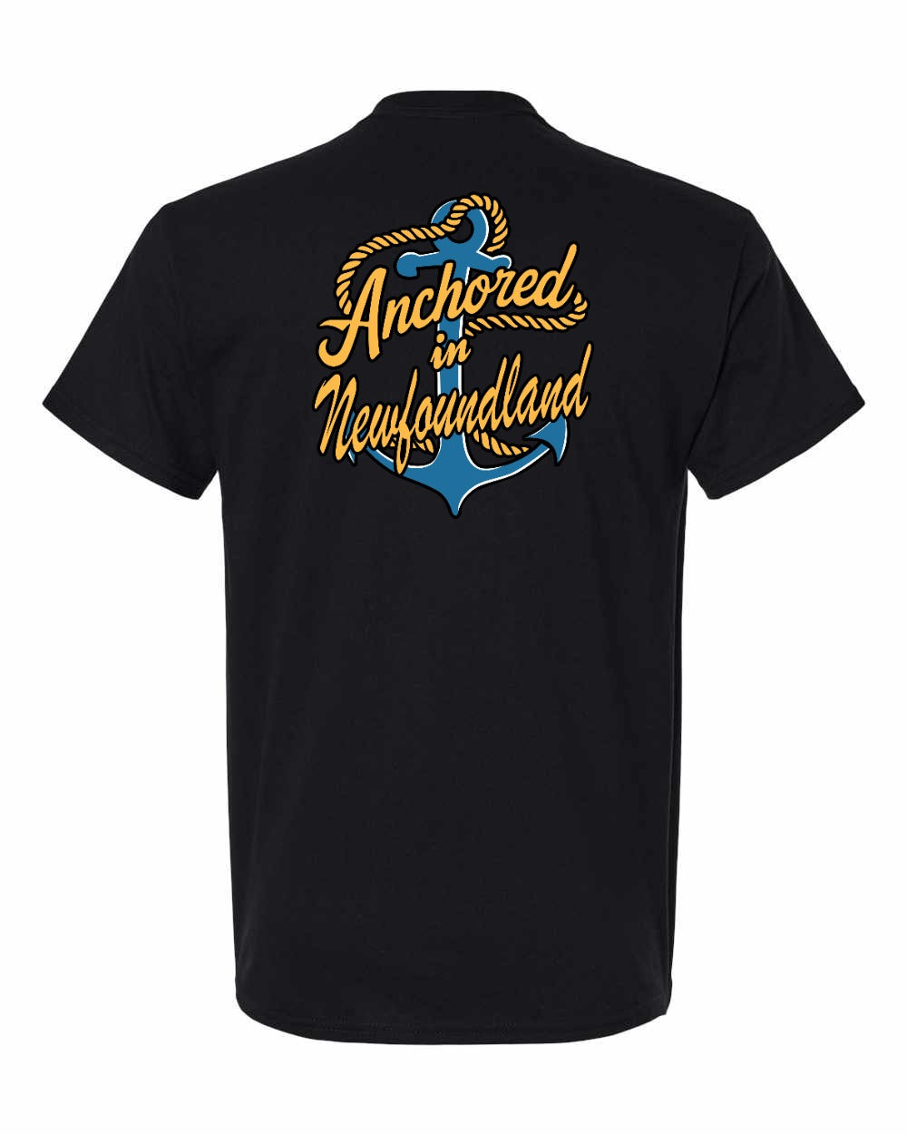 Anchored in Newfoundland (New Design) Left Chest and Back Men's Tee