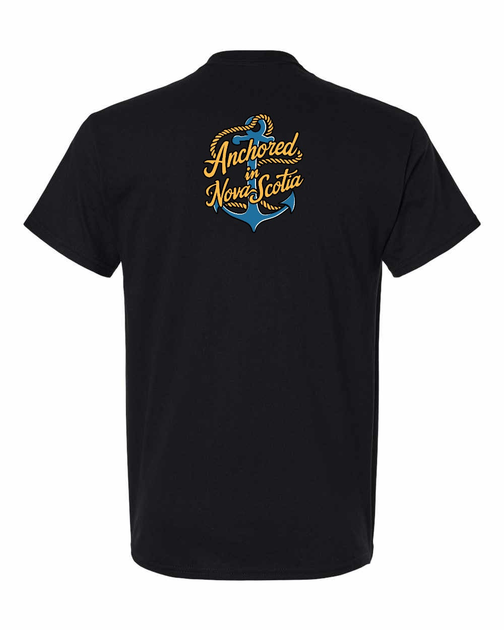 Anchored in Nova Scotia (New Design) Left Chest and Back mens-tee