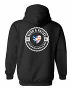 Born and Raised NFLD Heart Flag Left Chest & Back Pullover Hoodie - Unisex