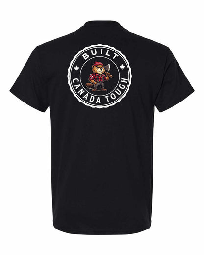 Built Canada Tough Axe Beaver Left Chest & Back Men's Tee