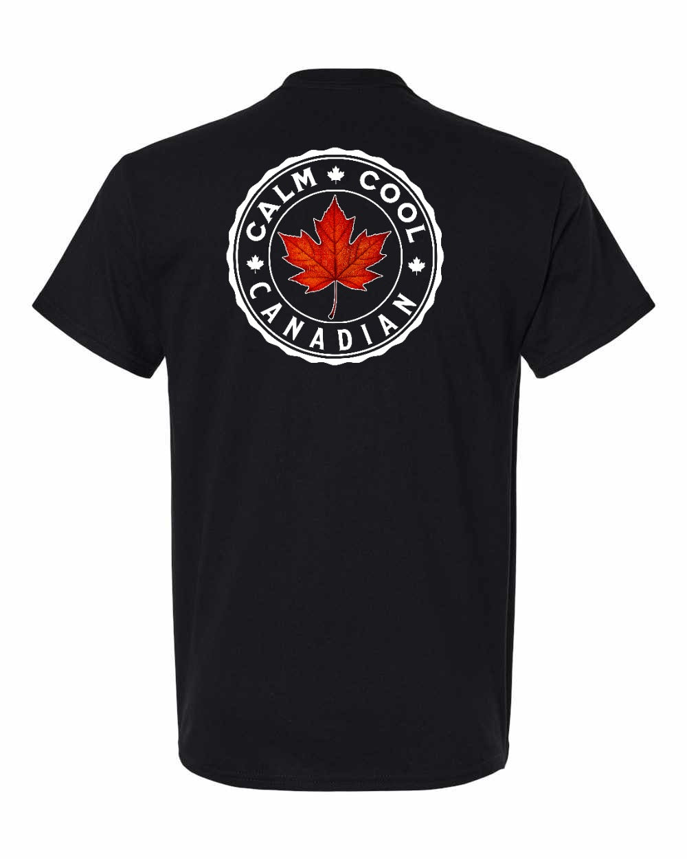 Calm Cool Canadian Leaf Left Chest & Back Men's Tee - Gildan Canada (sewn Internationally)
