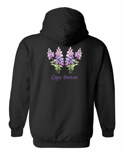 Cape Breton Lupin Left Chest and Back Pullover Hoodie