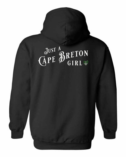 Just a Cape Breton Girl Tartan Left Chest and Back Pullover Hoodie
