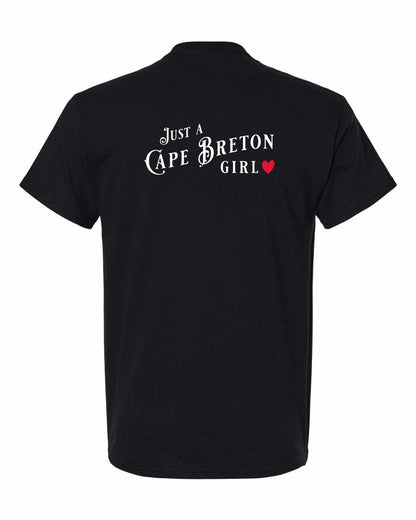 Just a Cape Breton Girl Red Heart Left Chest and Back Men's Tee