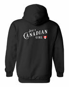 Just A Canadian Girl (Heart Flag) Left Chest and Back Pullover Hoodie - Gildan Canada (sewn Internationally) - Unisex