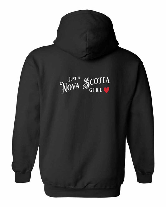 Just a NS Girl Red Heart Left Chest and Back pullover