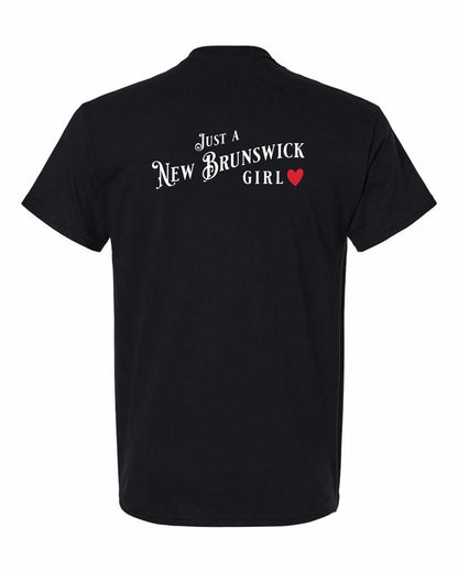 Just a New Brunswick Girl Red Left Chest and Back Men's Tee