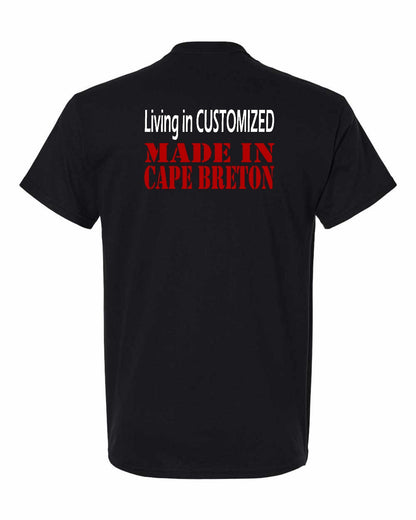 Living in Custom Made in Cape Breton Left Chest and Back Men's Tee