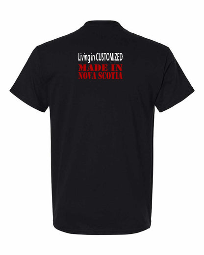 Living in Custom Made in Nova Scotia Left Chest and Back mens-tee