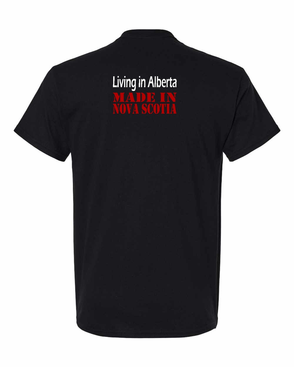 Living Alberta Made in Nova Scotia Left Chest and Back mens-tee