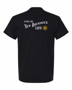 Living the NB Life yellow Left Chest and Back Men's Tee