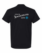 Living the NFLD Life blue Left Chest and Back Men's Tee
