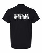 Made In NFLD ( White Lettering) Left Chest and Back Men's Tee
