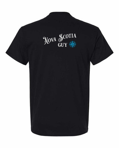 Nova Scotia Guy blue Left Chest and Back mens-tee