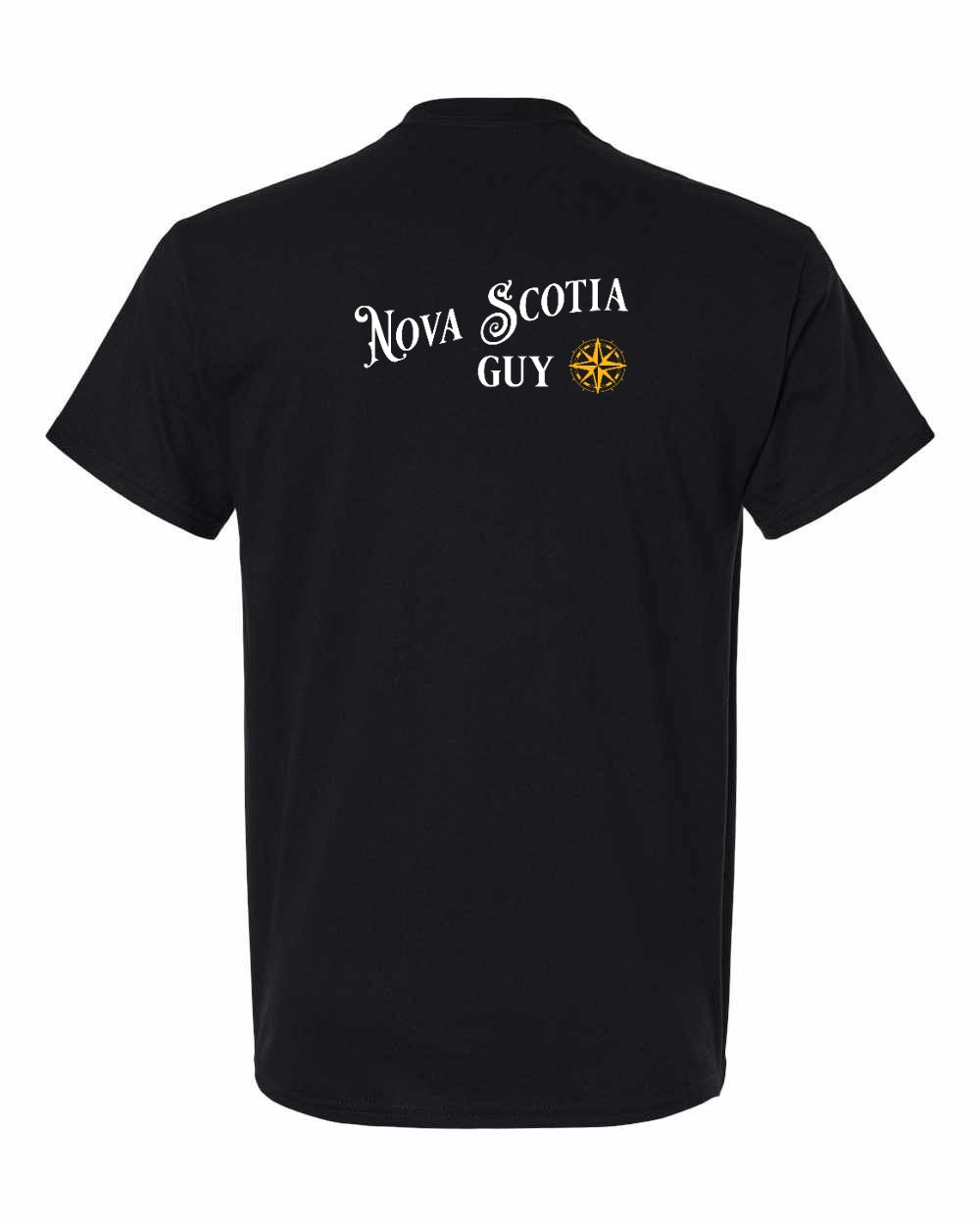 Nova Scotia Guy yellow Left Chest and Back mens-tee