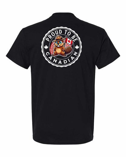 Proud to Be Canadian Beaver Left Chest & Back Men's Tee