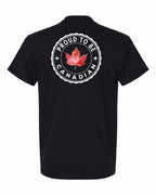 Proud to Be Canadian Leaf Left Chest & Back Men's Tee - Gildan Canada (sewn Internationally)