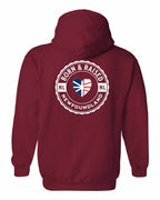Born and Raised NFLD Heart Flag Left Chest & Back Pullover Hoodie - Unisex