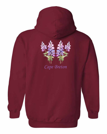 Cape Breton Lupin Left Chest and Back Pullover Hoodie