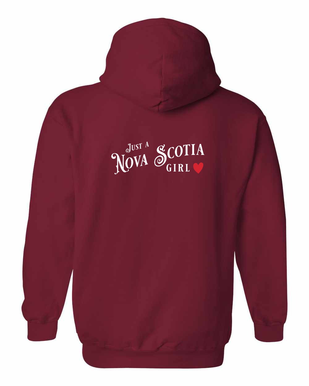 Just a NS Girl Red Heart Left Chest and Back Pullover Hoodie - Unisex