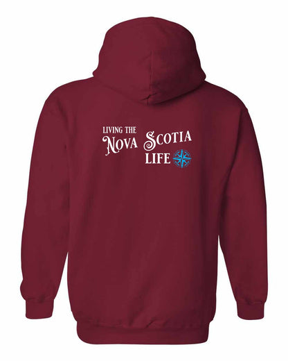 Living the Nova Scotia Life blue Left Chest and Back pullover