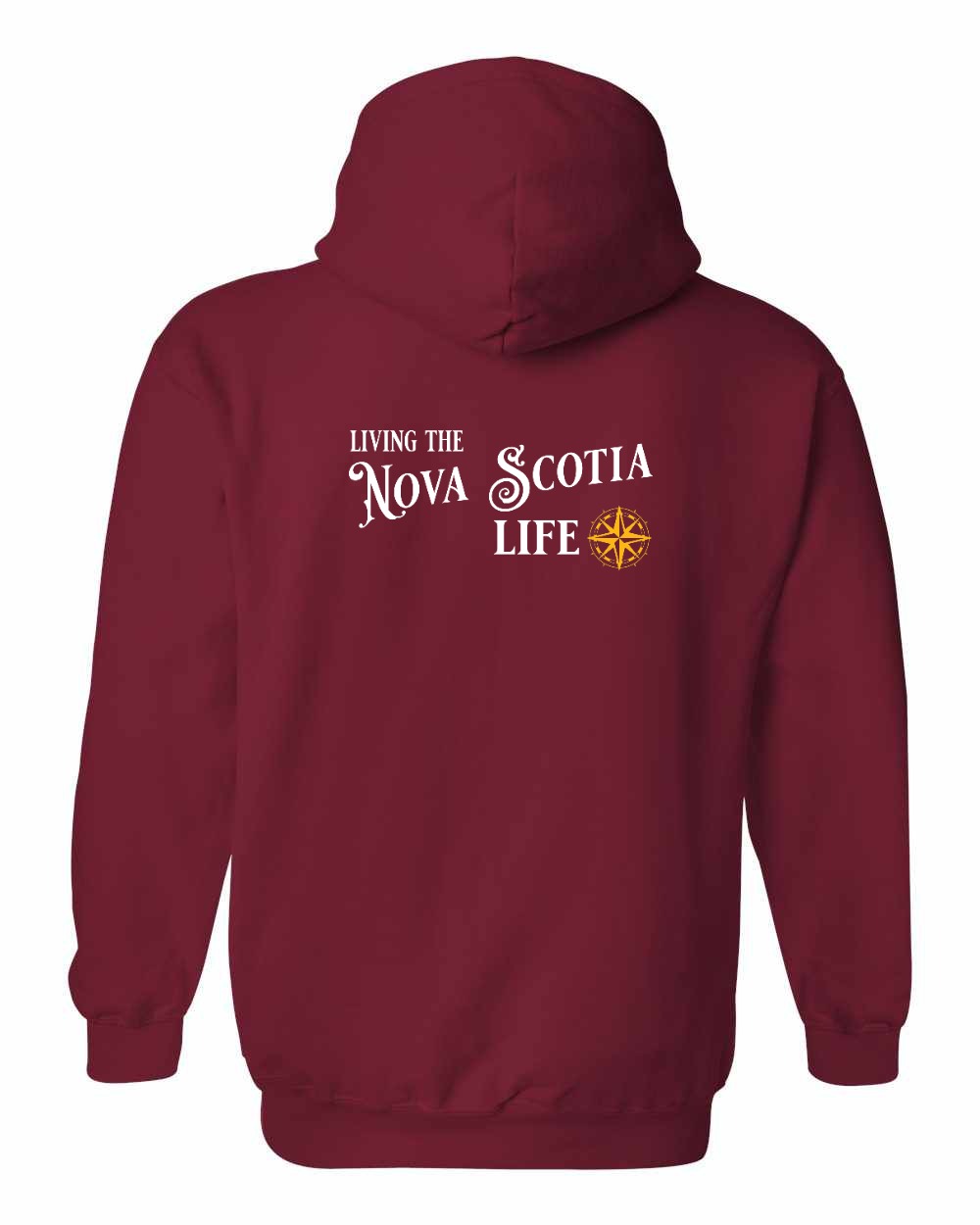 Living the Nova Scotia Life yellow Left Chest and Back pullover