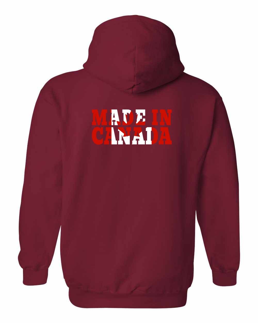 Made in Canada Flag Background Left Chest and Back Pullover Hoodie - Gildan Canada (sewn Internationally) - Unisex