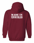 Made In NFLD ( White Lettering) Left Chest and Back Pullover Hoodie - Unisex