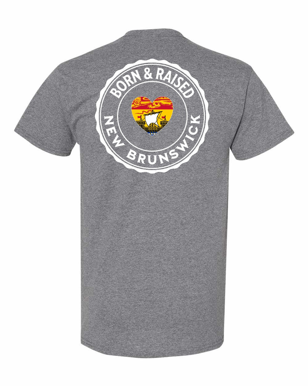 Born and Raised NB Heart Flag Left Chest & Back Men's Tee