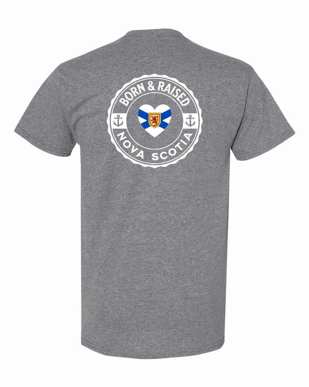 Born and Raised NS Heart Flag Left Chest & Back Men's Tee