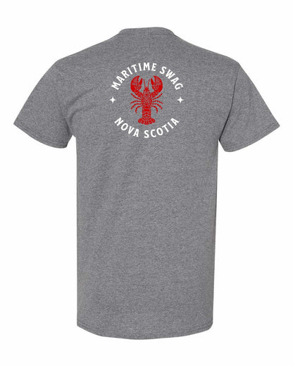 Maritime Swag Nova Scotia Mandala Red Lobster Left Chest and Back mens-tee