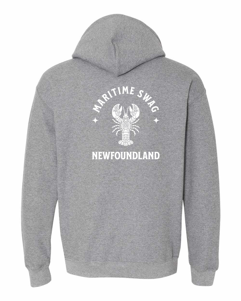 Maritime Swag NFLD Mandala white Lobster Left Chest and Back Pullover Hoodie - Unisex